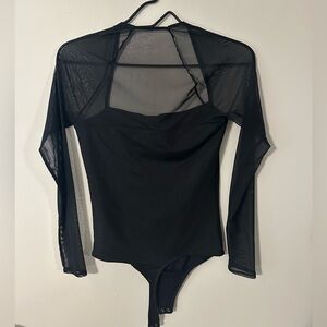 Abercrombie black long sleeve sheer bodysuit size Small